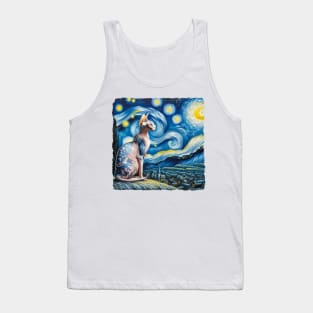 Sphynx Starry Night Inspired - Artistic Cat Tank Top